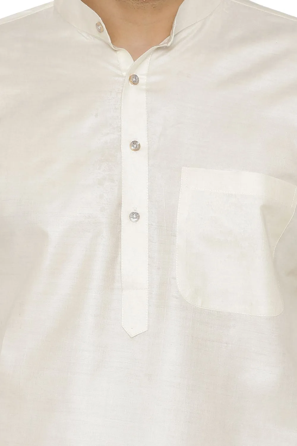 100% Silk Beige Kurta Pyjama