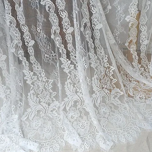 150cm x 300cm Premium Floral Embroidery Bone Lace Fabric Panel