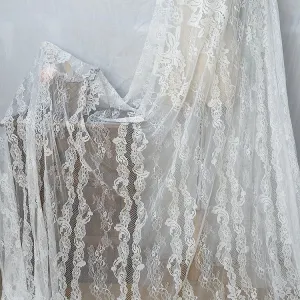 150cm x 300cm Premium Floral Embroidery Bone Lace Fabric Panel