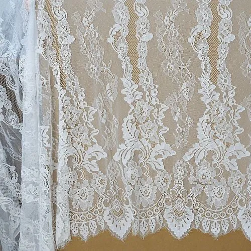 150cm x 300cm Premium Floral Embroidery Bone Lace Fabric Panel