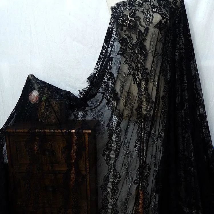 150cm x 300cm Premium Floral Embroidery Bone Lace Fabric Panel