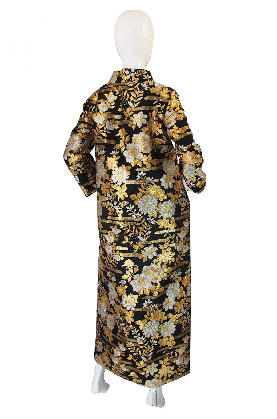 1960s Gold Brocade Evening Maxi Coat