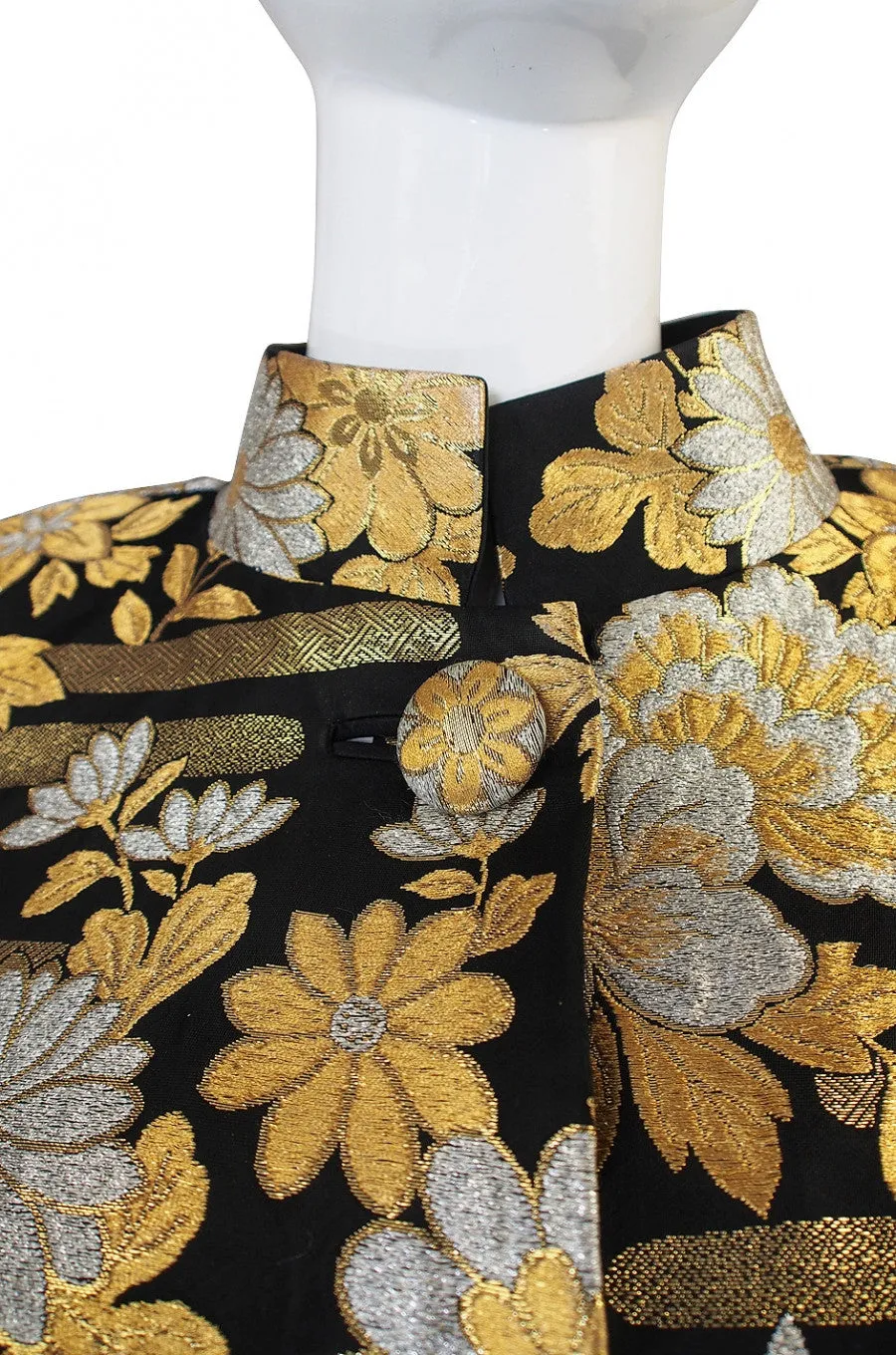 1960s Gold Brocade Evening Maxi Coat