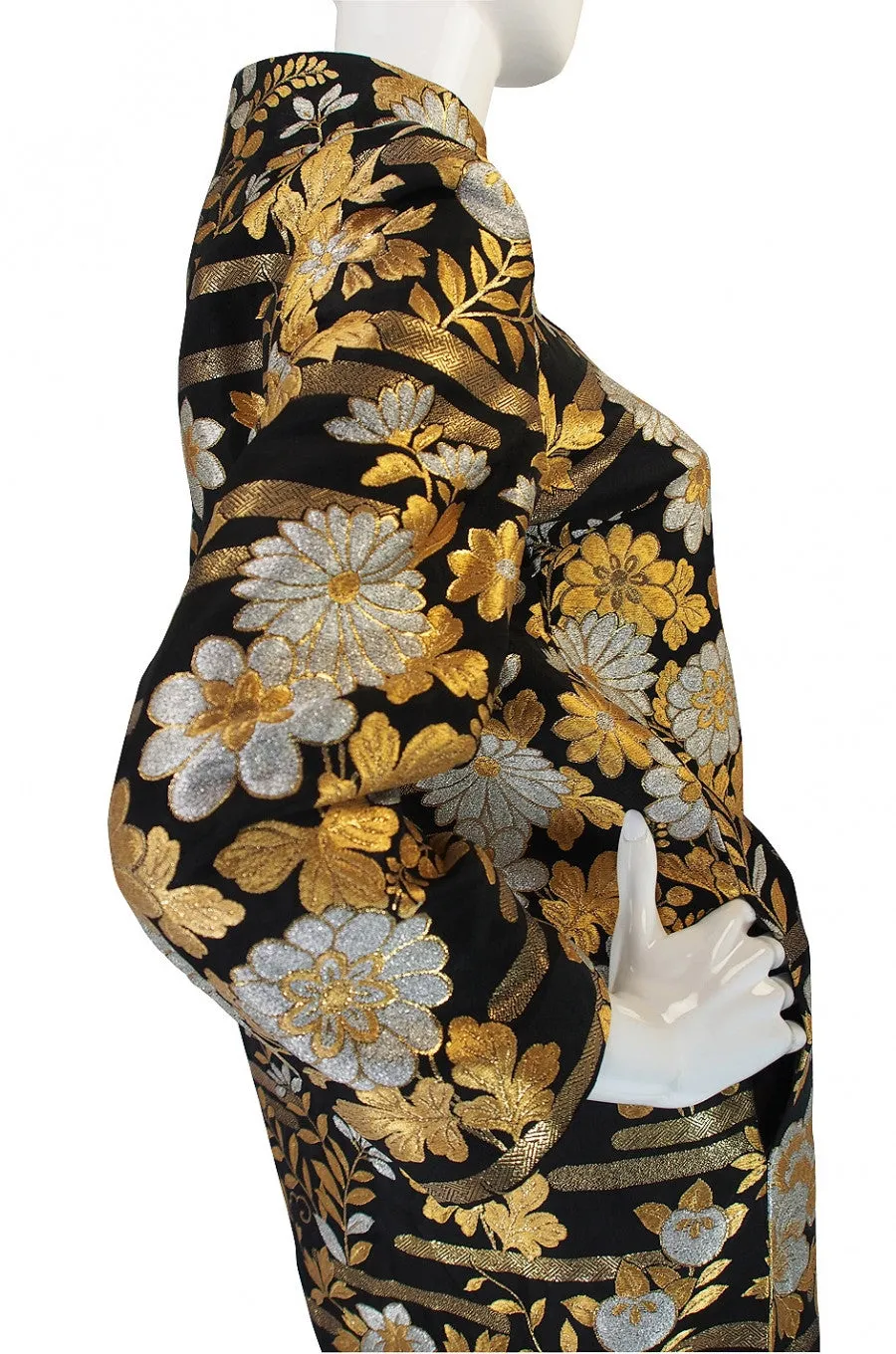 1960s Gold Brocade Evening Maxi Coat