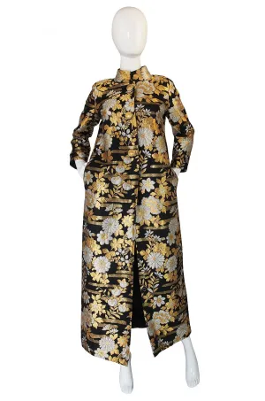 1960s Gold Brocade Evening Maxi Coat