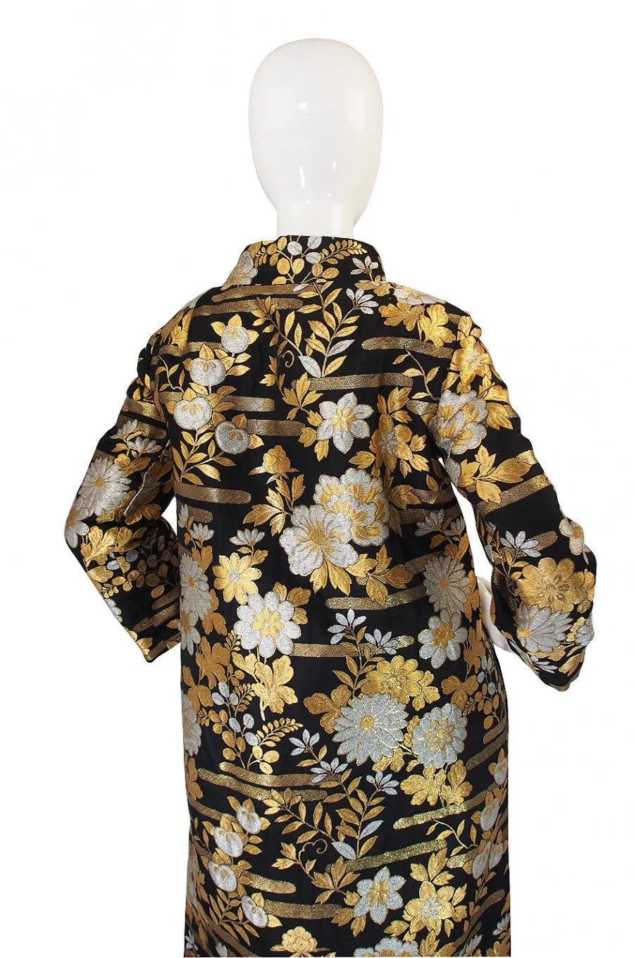 1960s Gold Brocade Evening Maxi Coat