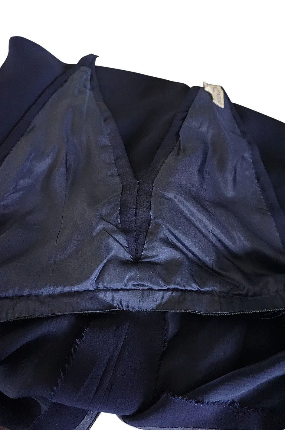 1960s Jean Patou Numbered Haute Couture Navy Backless Halter Dress