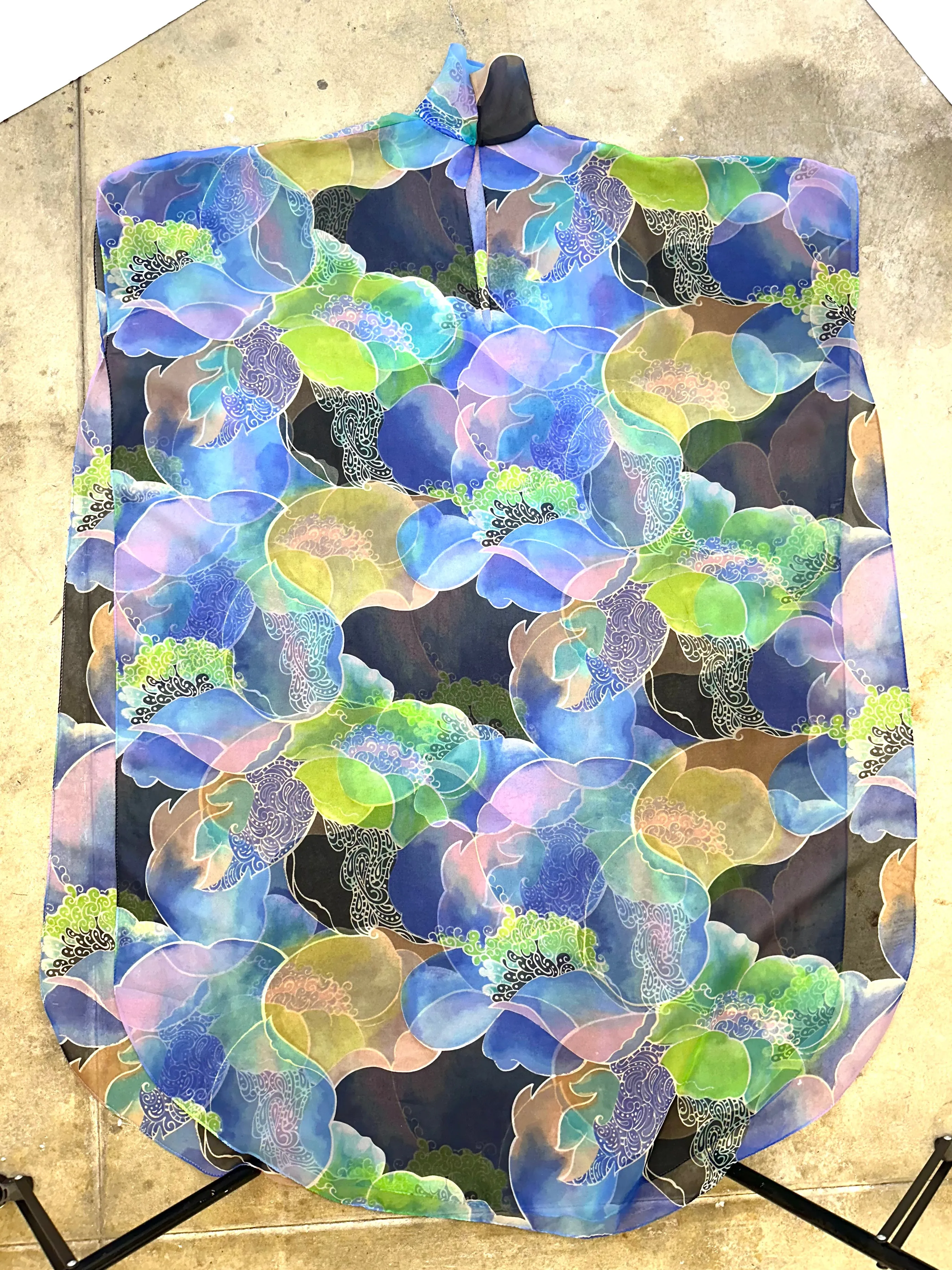 1970s Chiffon Printed Kaftan