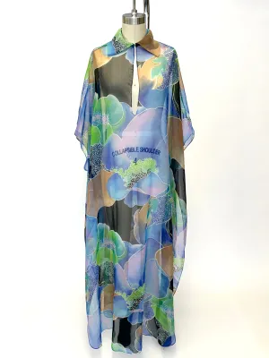 1970s Chiffon Printed Kaftan