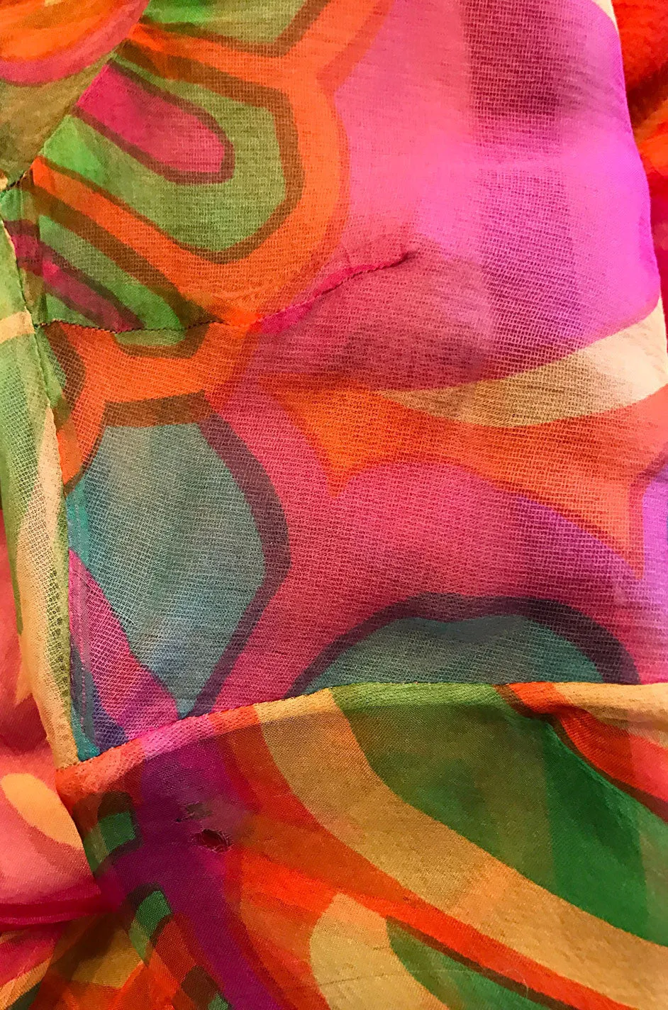 1970s Saks Floor Length Sleeve Silk Dress
