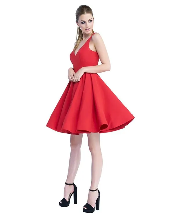 2019 Royal Blue Satin Homecoming Dresses V-Neck Sexy Short Cocktail Dress