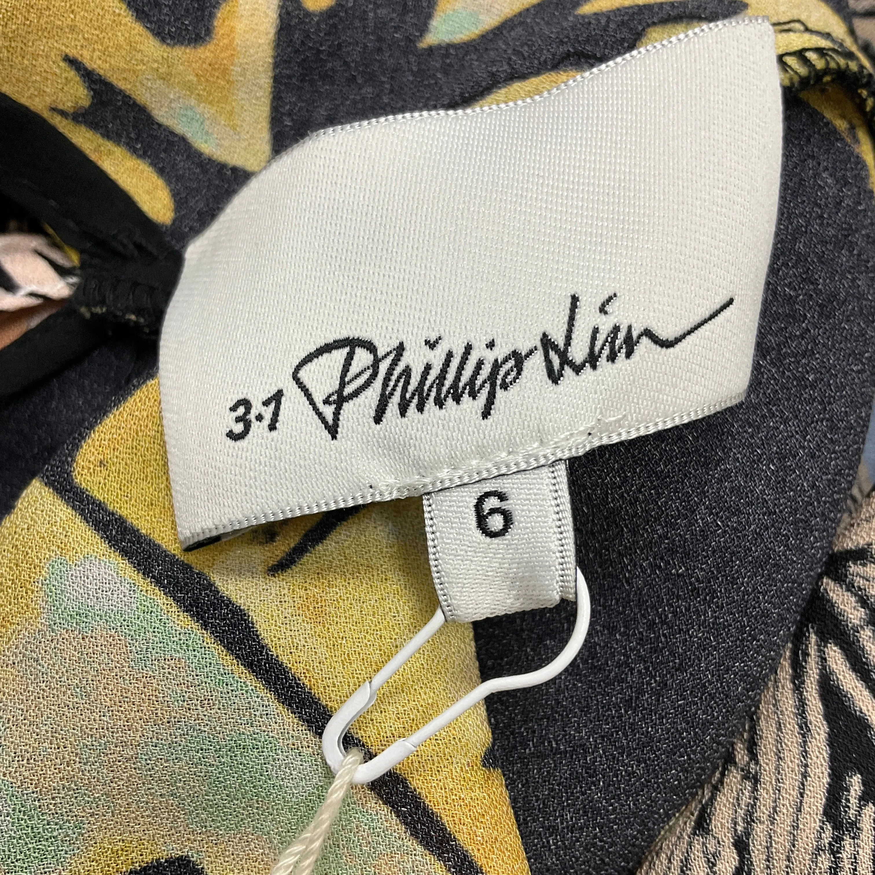3.1 Phillip Lim Black Multi Palm Tree Floral-Sky Patchwork Long Dress