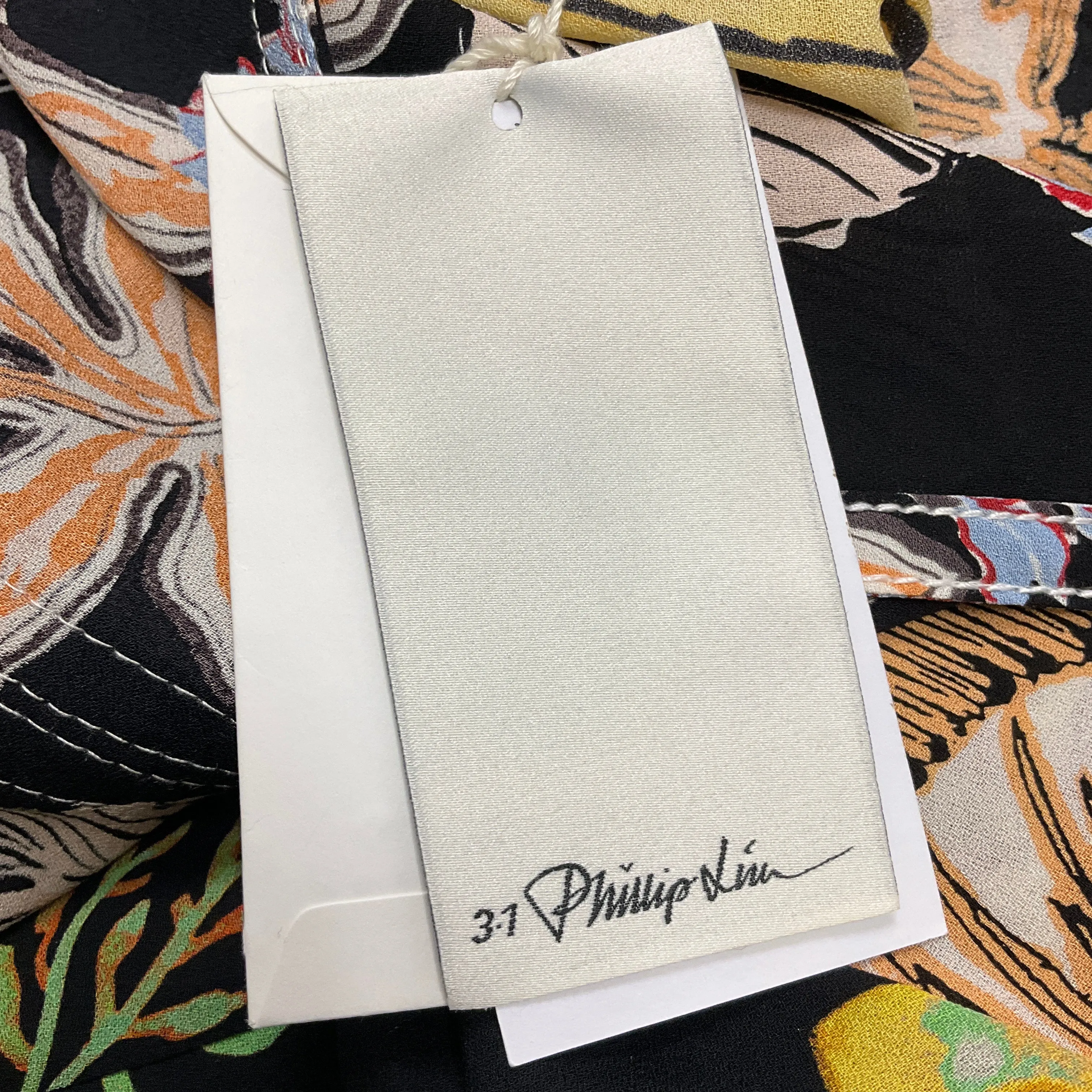 3.1 Phillip Lim Black Multi Palm Tree Floral-Sky Patchwork Long Dress
