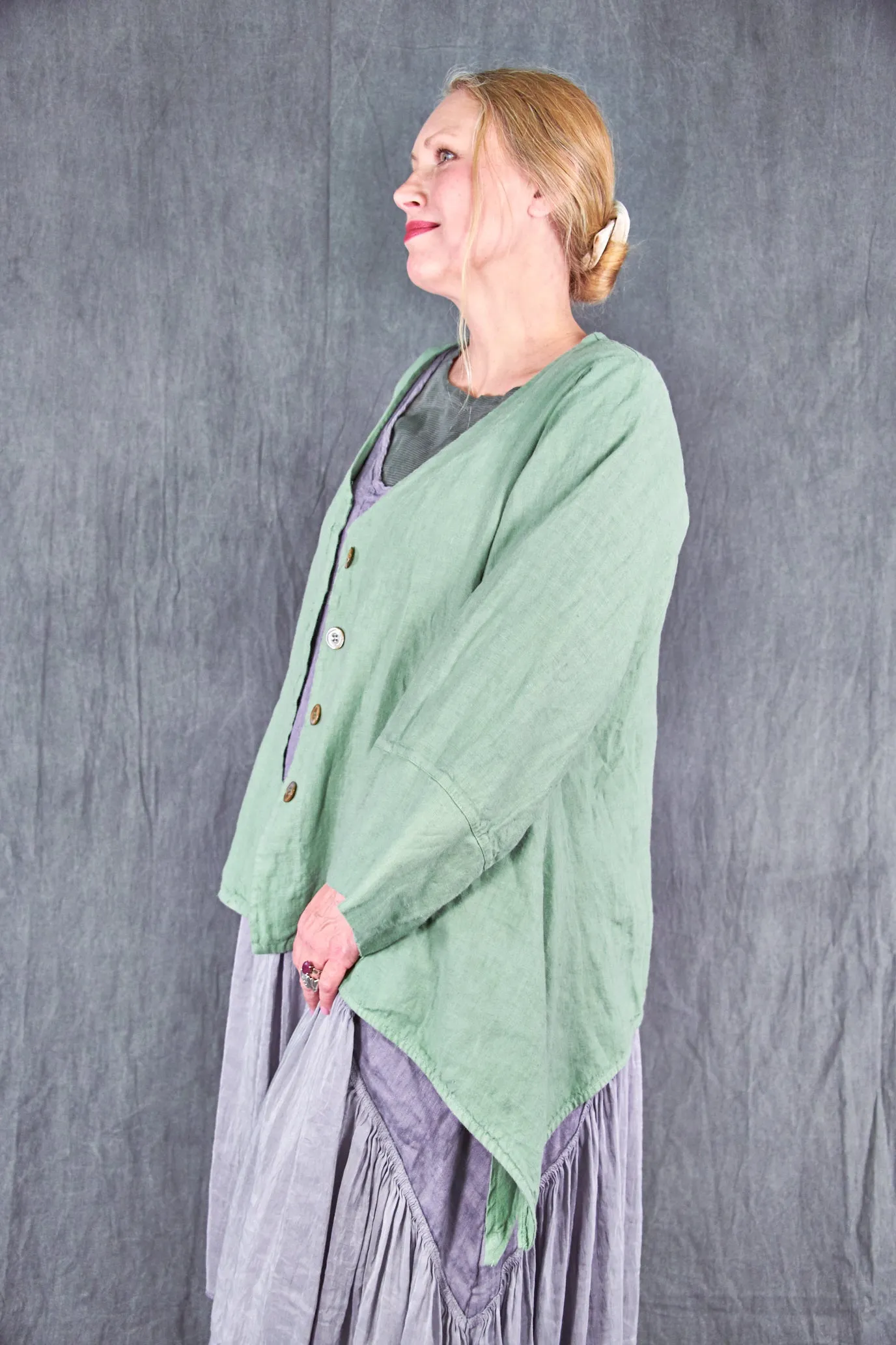 6199 Hemp Silk Linen Frock-Purple Dusk-U