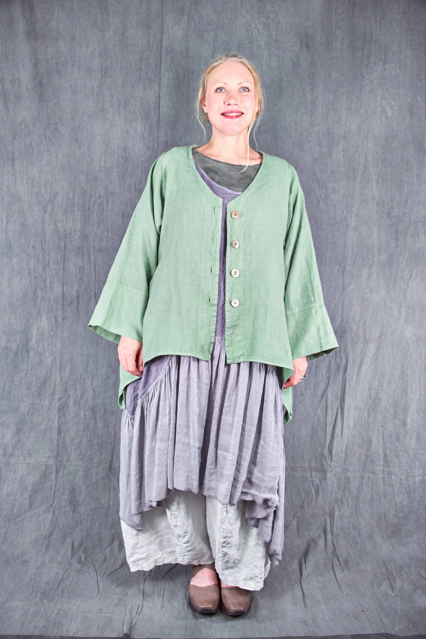 6199 Hemp Silk Linen Frock-Purple Dusk-U