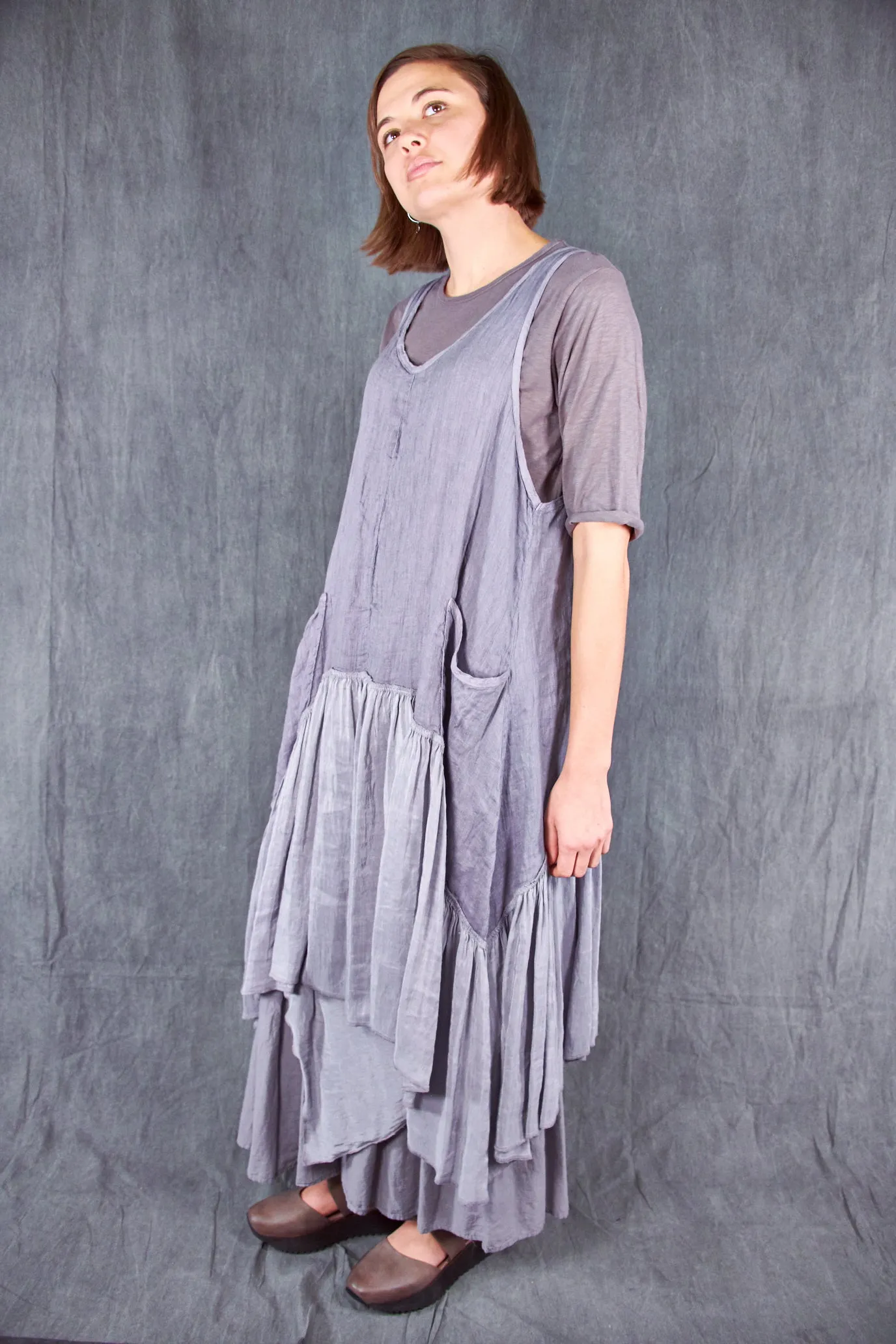 6199 Hemp Silk Linen Frock-Purple Dusk-U