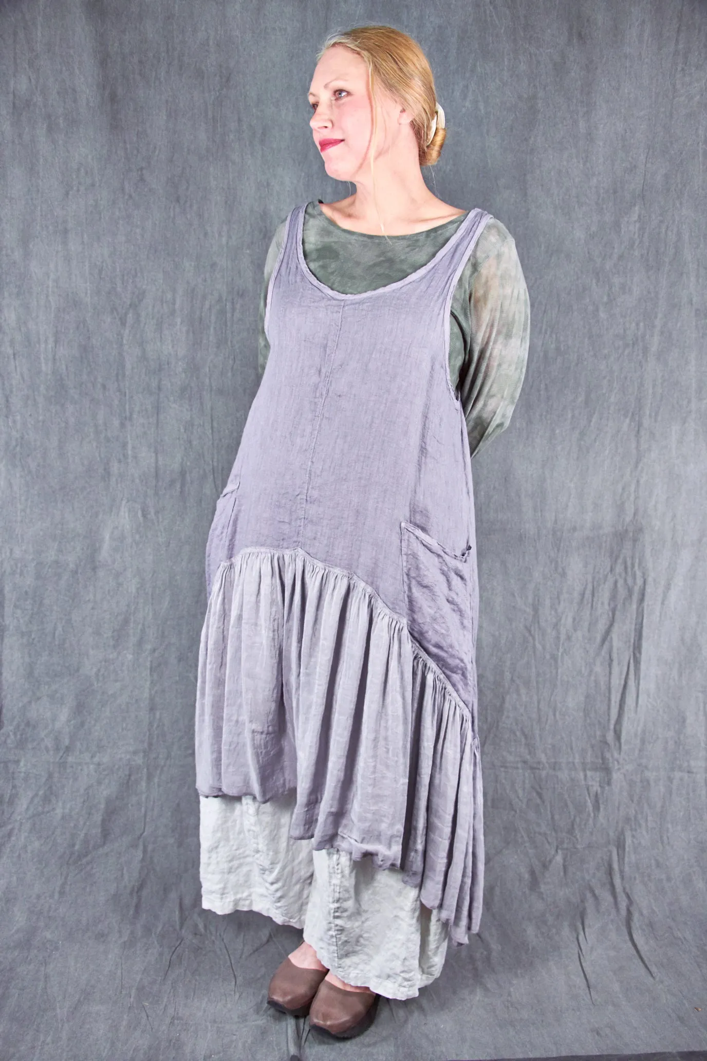 6199 Hemp Silk Linen Frock-Purple Dusk-U
