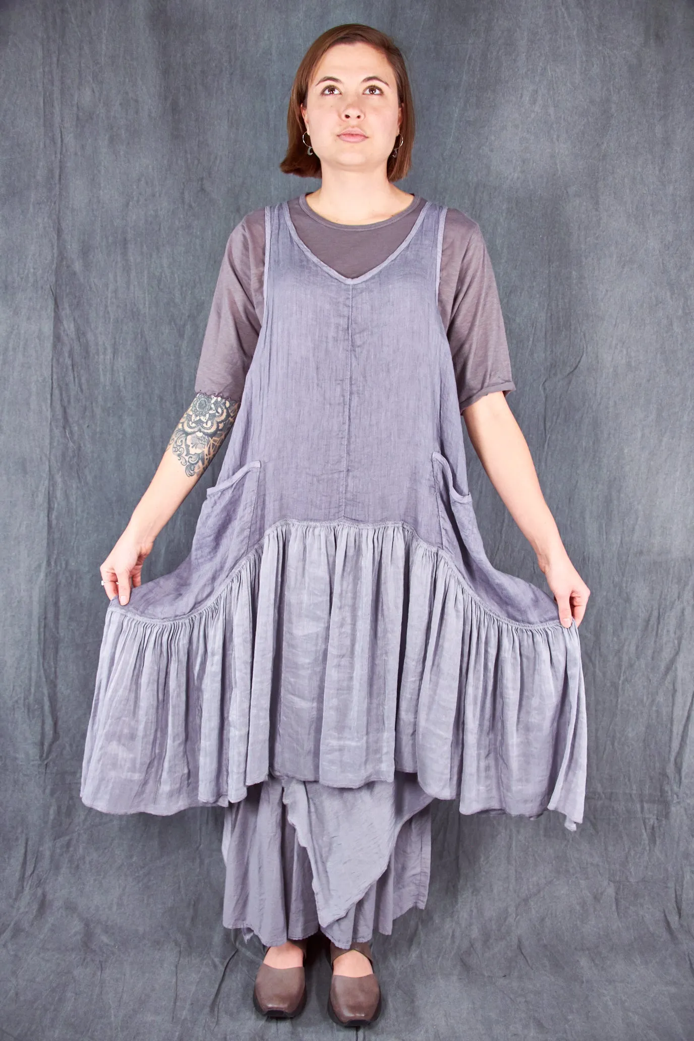 6199 Hemp Silk Linen Frock-Purple Dusk-U