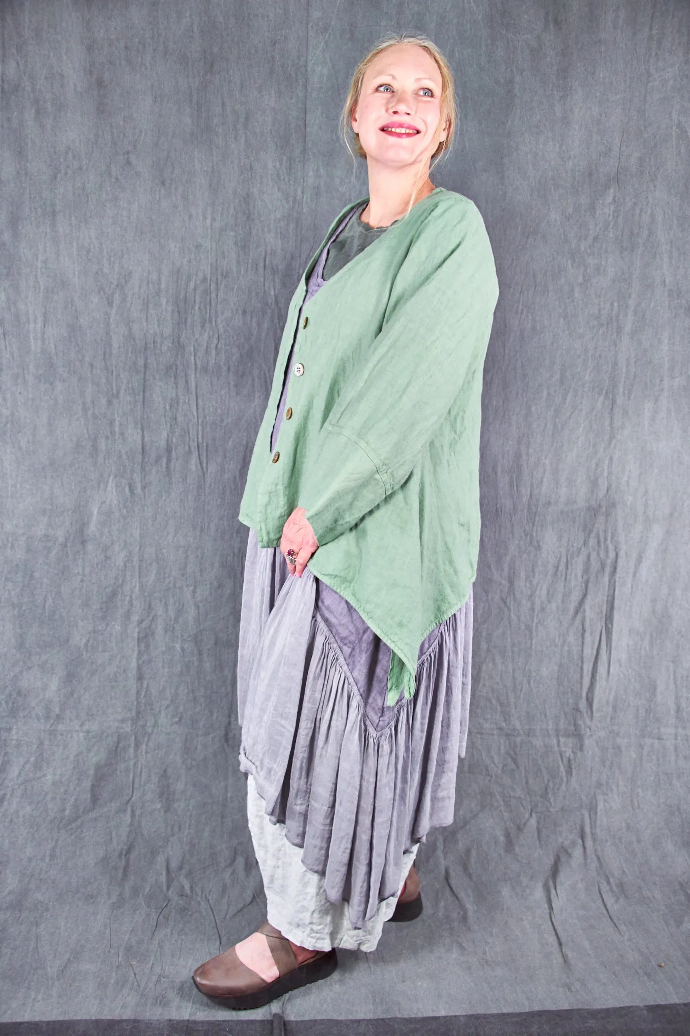 6199 Hemp Silk Linen Frock-Purple Dusk-U
