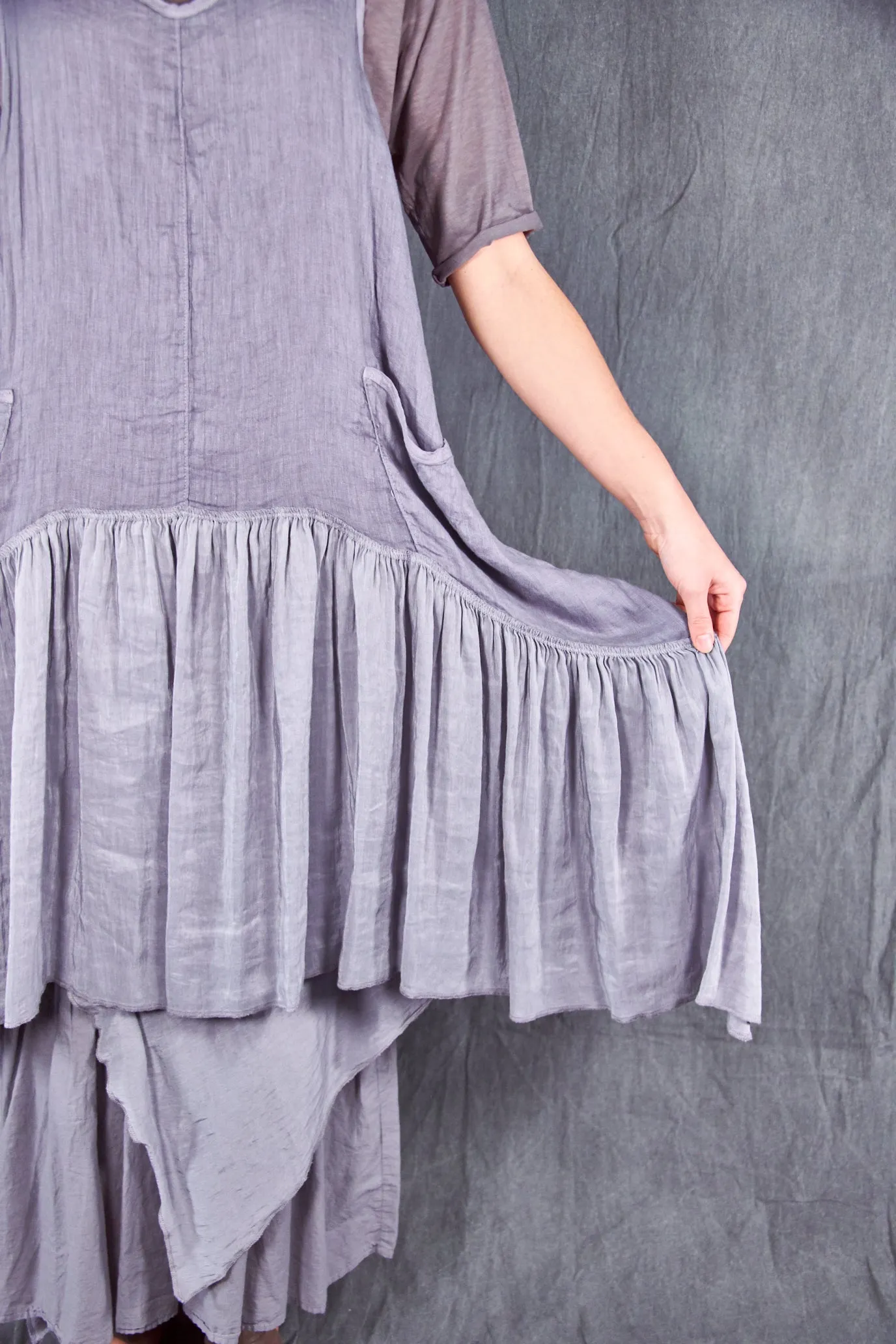 6199 Hemp Silk Linen Frock-Purple Dusk-U