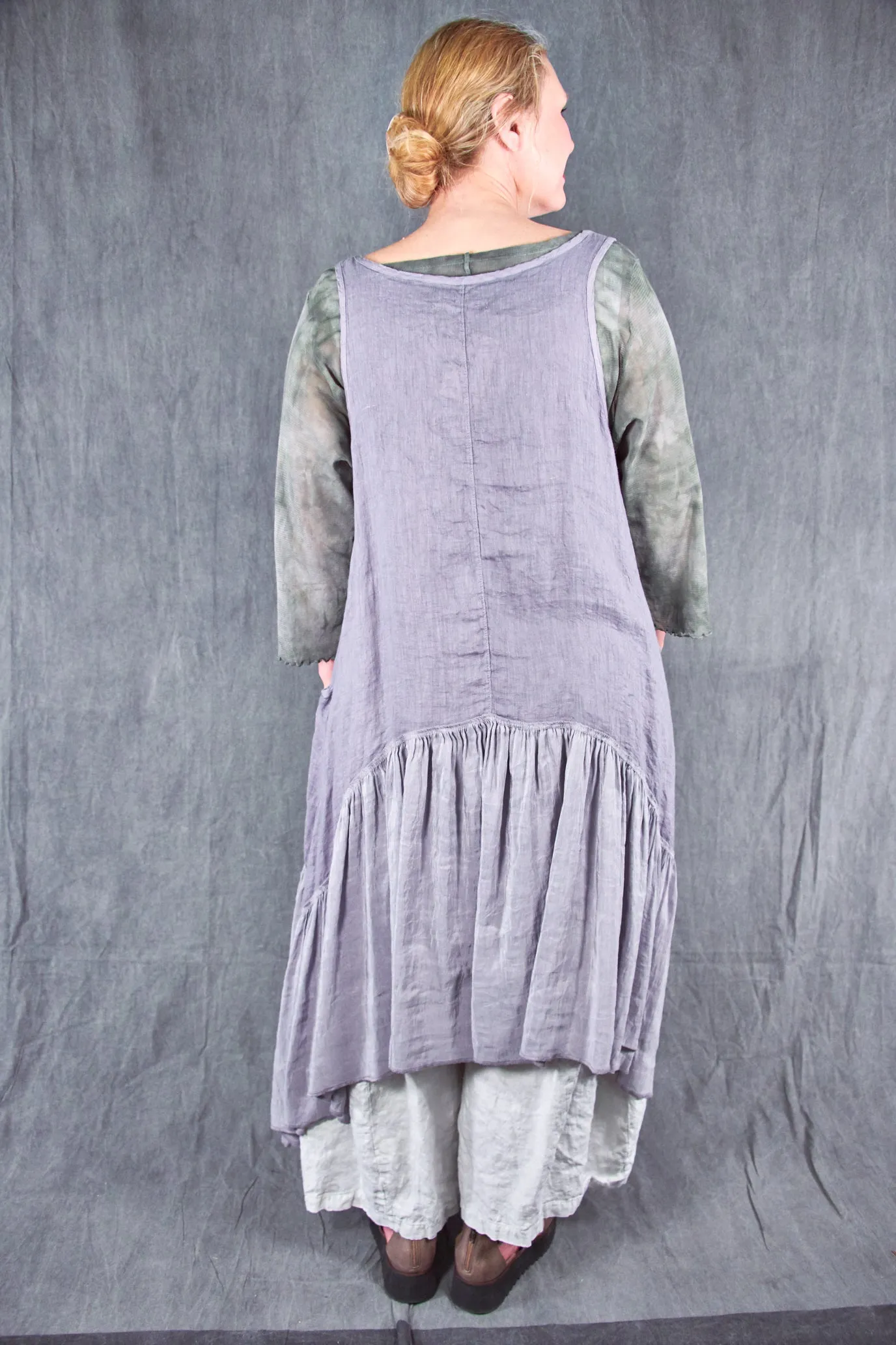 6199 Hemp Silk Linen Frock-Purple Dusk-U