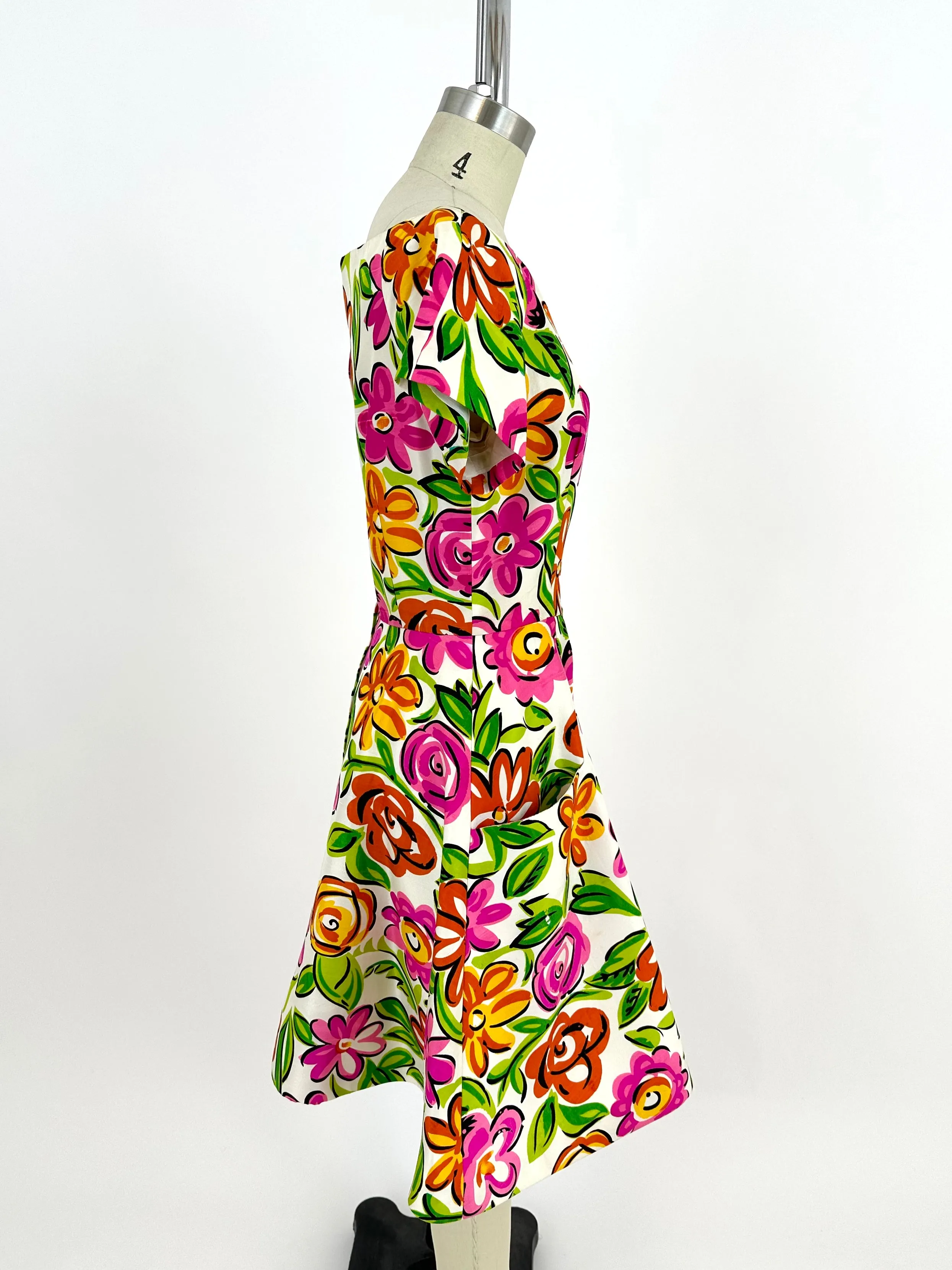 90s Scaasi Silk Floral Dress