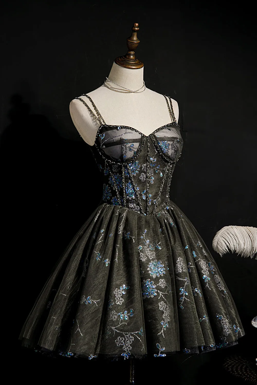 A-Line Sequins Lace Up Ball Gown Tulle Homecoming Dresses