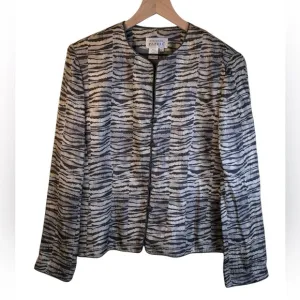 Adrianna PAPELL 100% Silk Evening Jacket Taupe And Cream Size 12