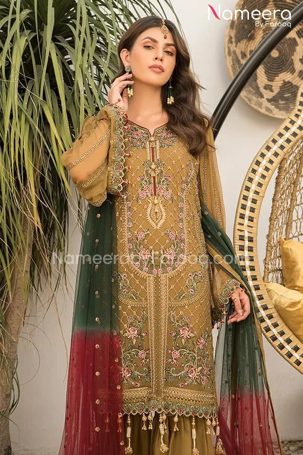 Agha Noor Pakistani Gharara Latest in Brown Color #PF79