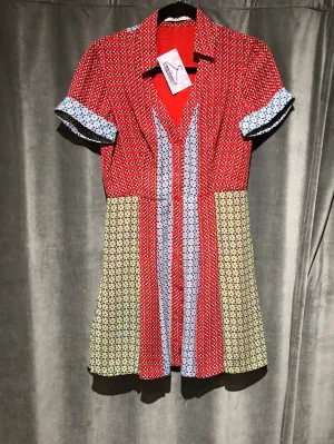 Alice and Olivia Silk button down collard mini dress