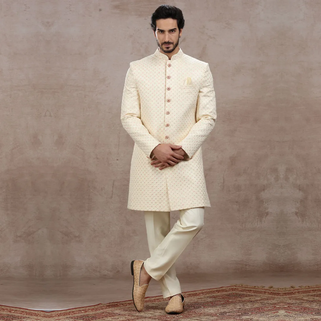 Almond Yellowish Sherwani for Men