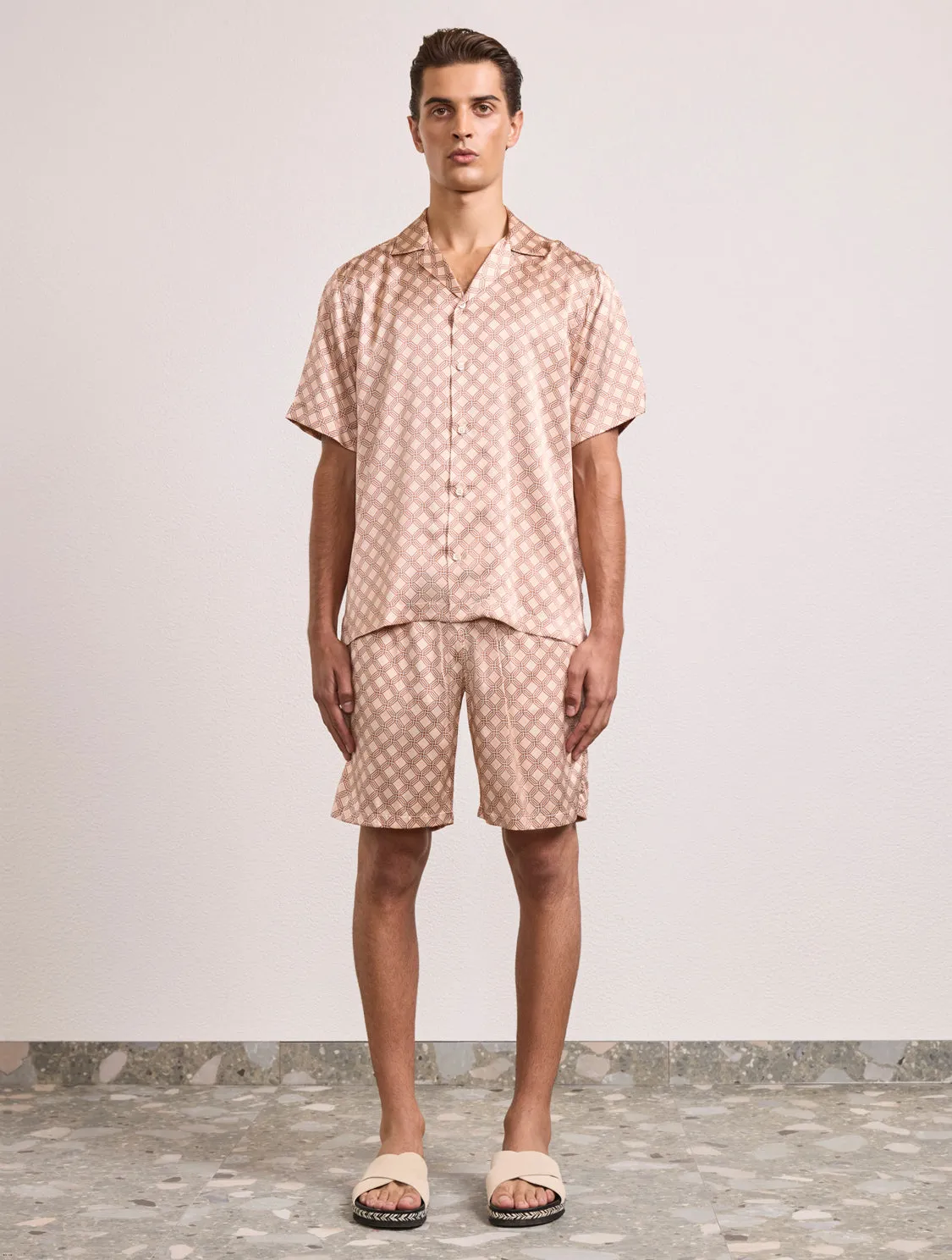 ANGRA TRELIÇA PALMA SILK SHORTS