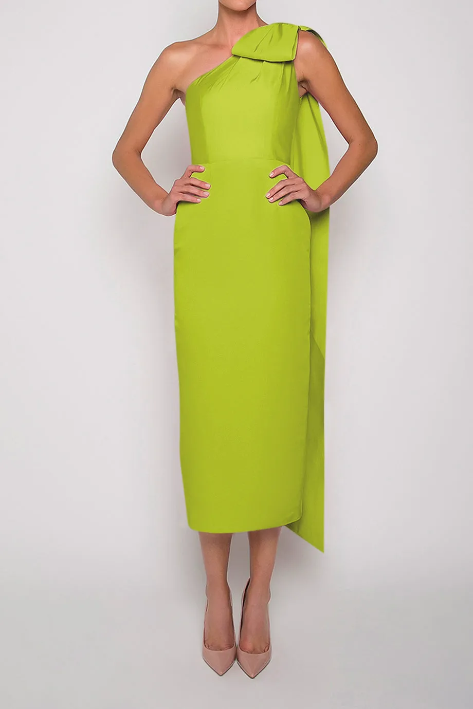Anne Silk Faille Midi Dress