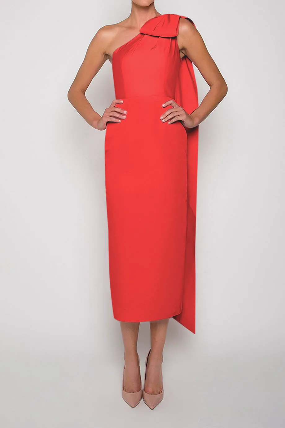 Anne Silk Faille Midi Dress