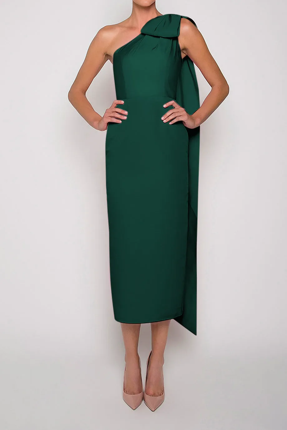 Anne Silk Faille Midi Dress