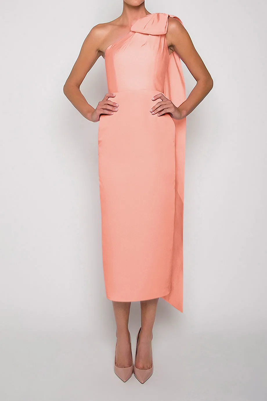 Anne Silk Faille Midi Dress