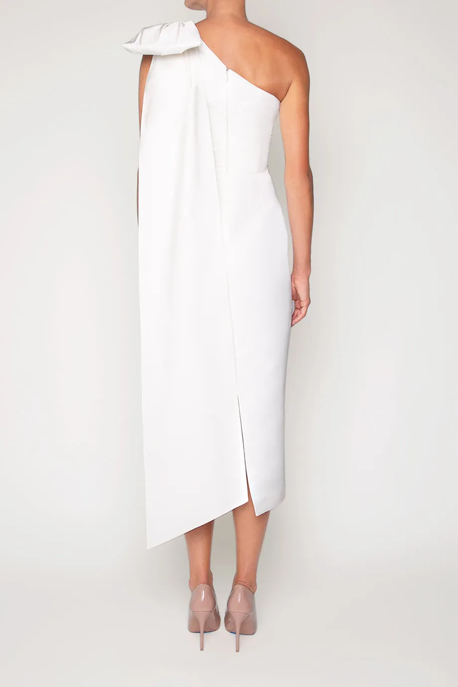Anne Silk Faille Midi Dress
