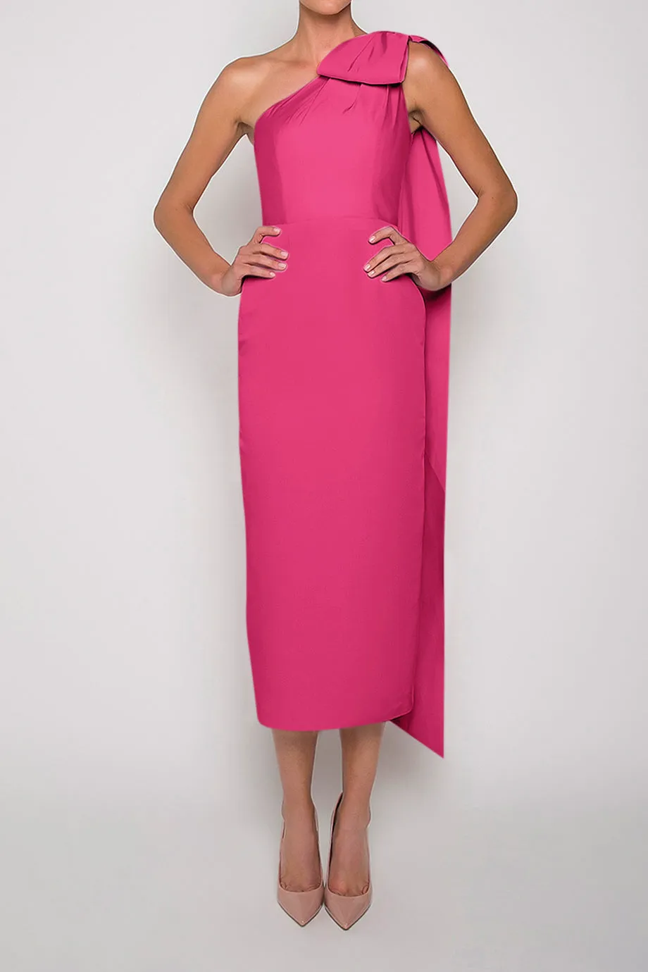 Anne Silk Faille Midi Dress