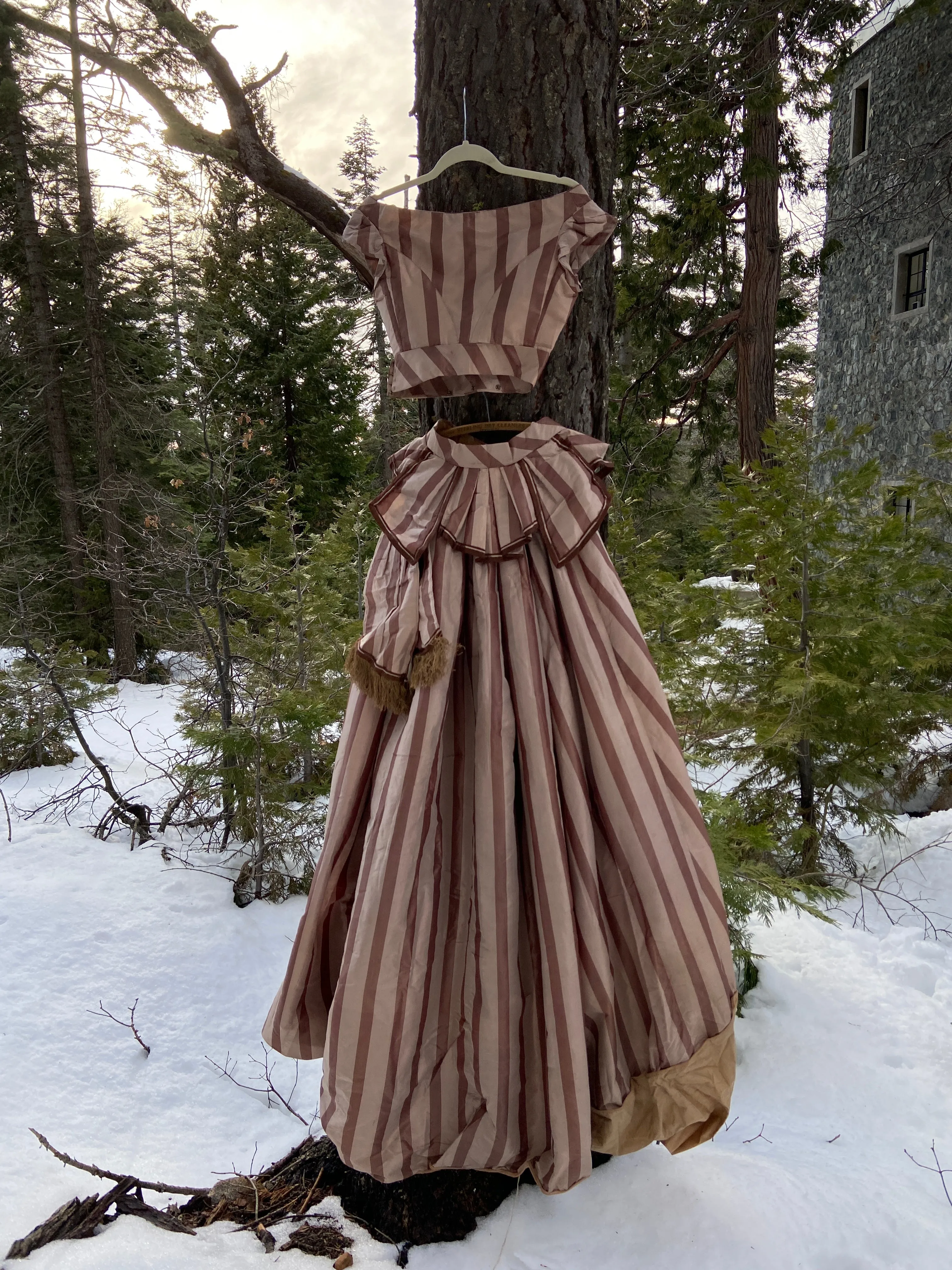 Antique 1860s Striped Evening Dress