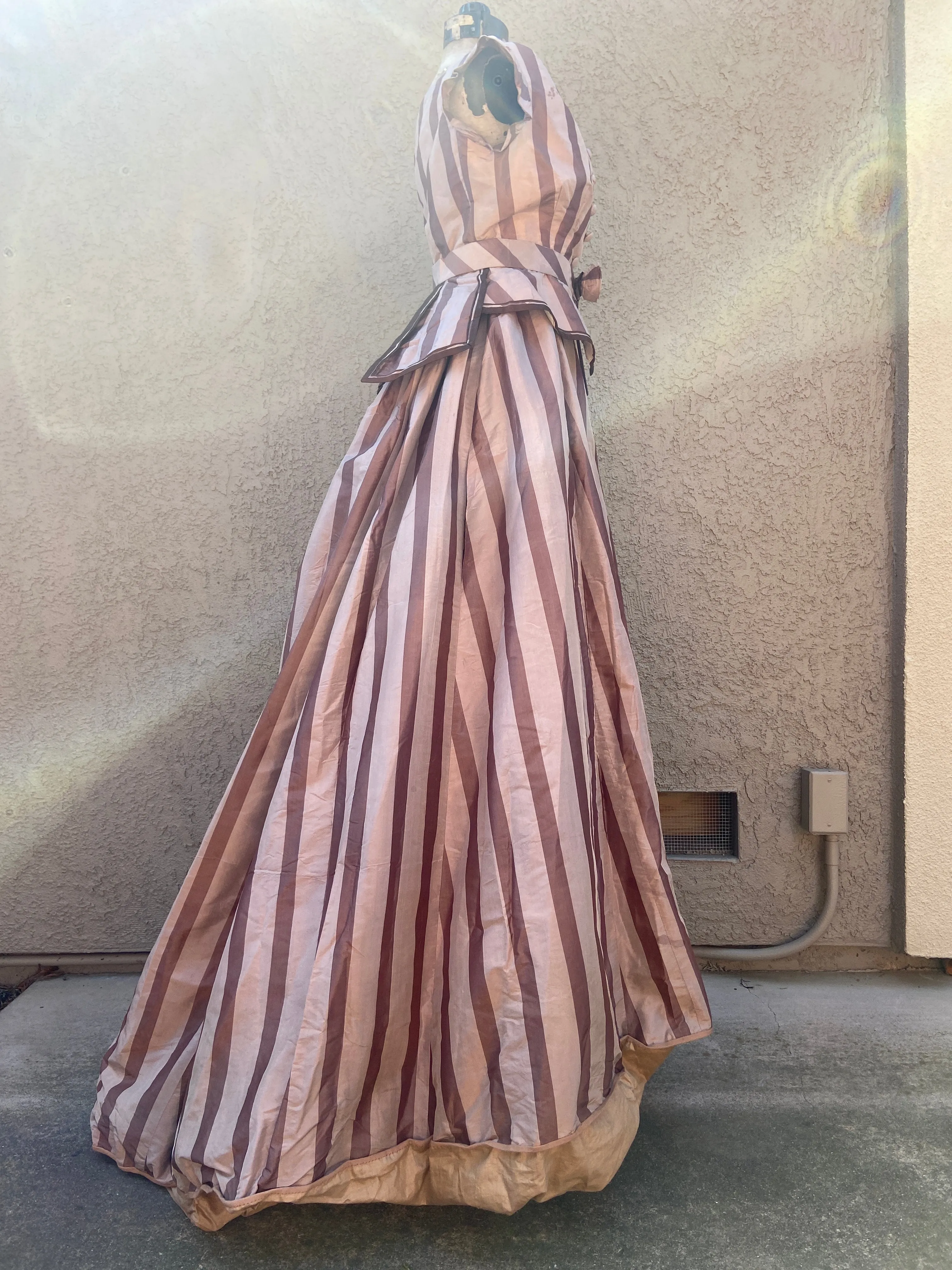 Antique 1860s Striped Evening Dress
