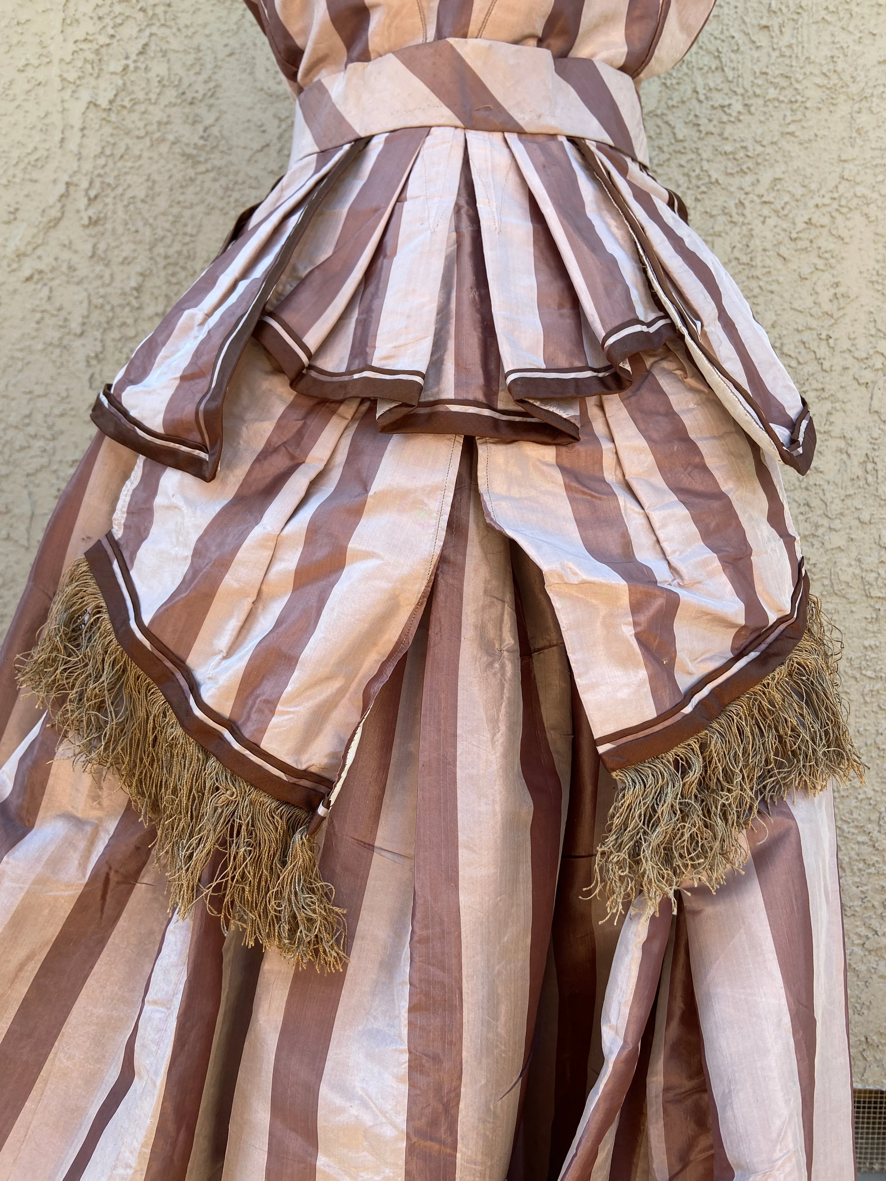 Antique 1860s Striped Evening Dress