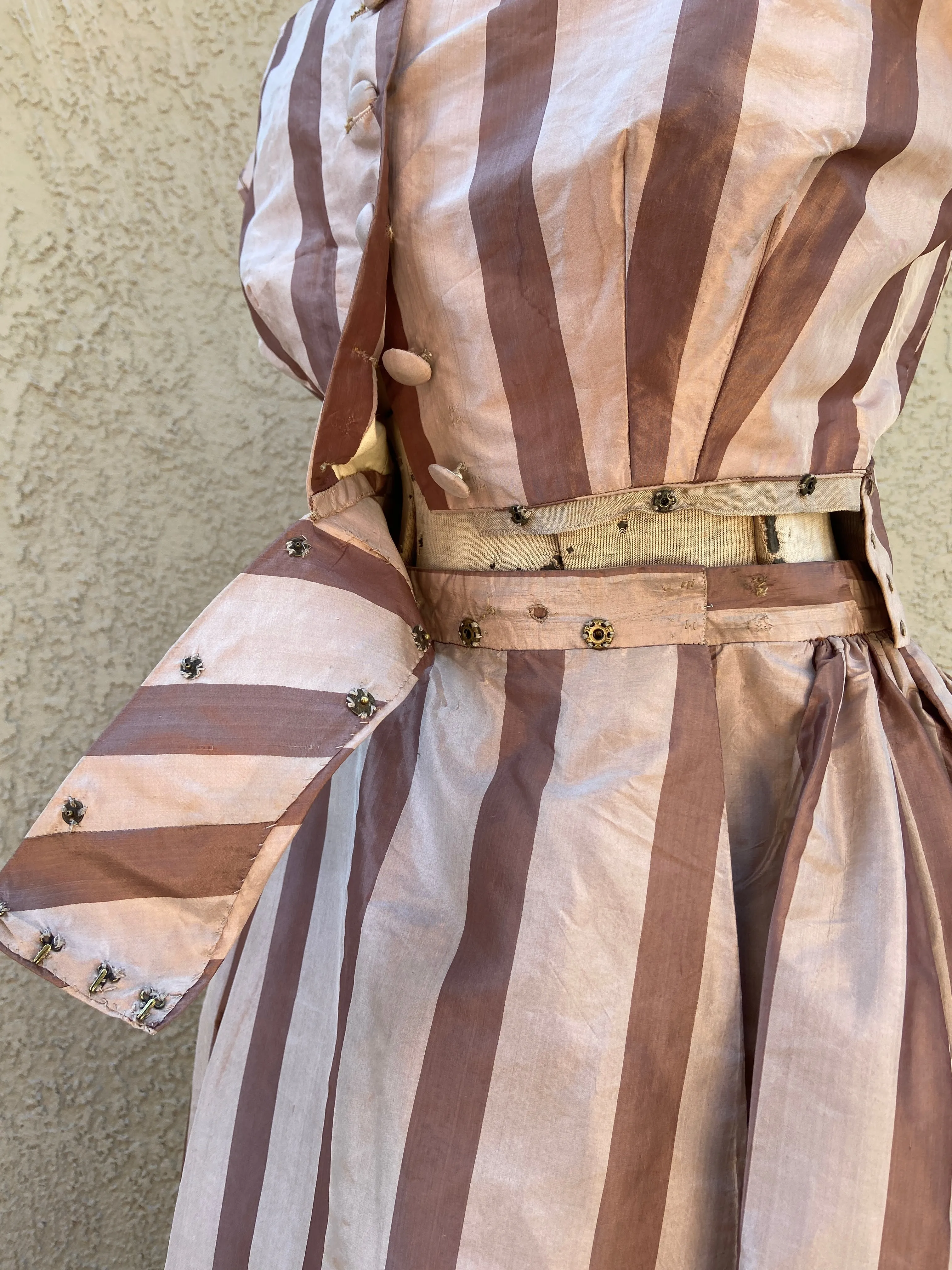 Antique 1860s Striped Evening Dress