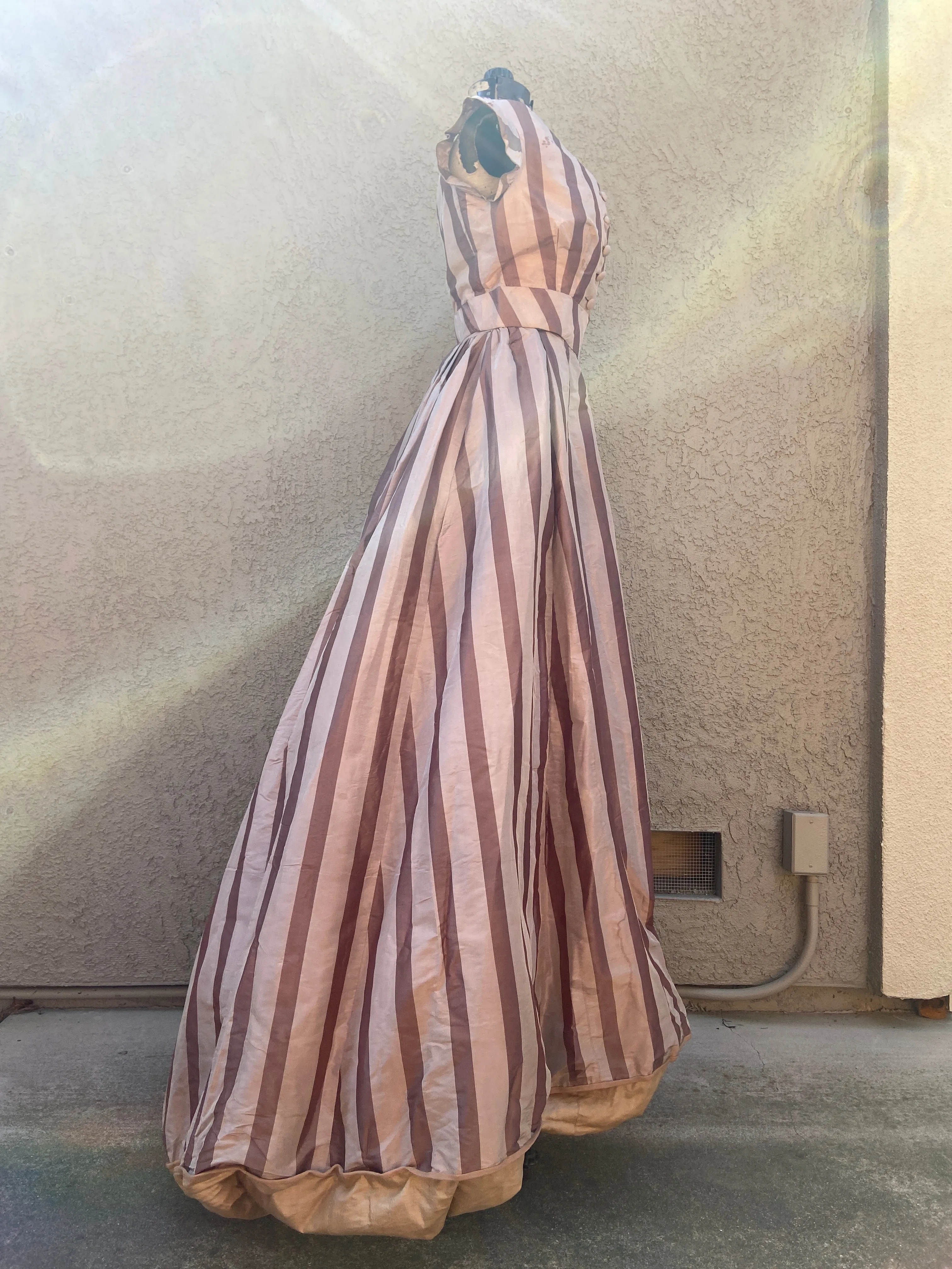 Antique 1860s Striped Evening Dress