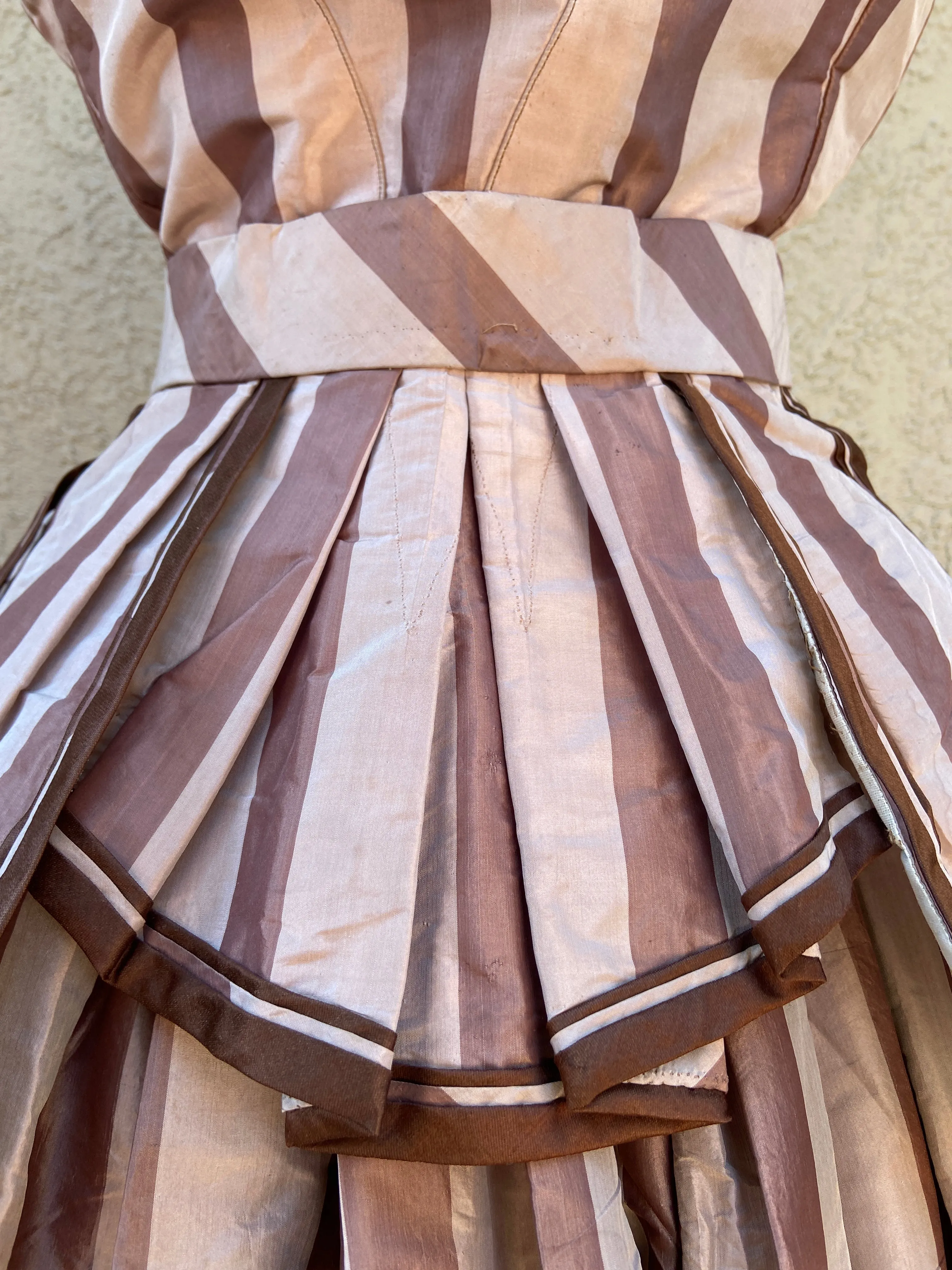 Antique 1860s Striped Evening Dress