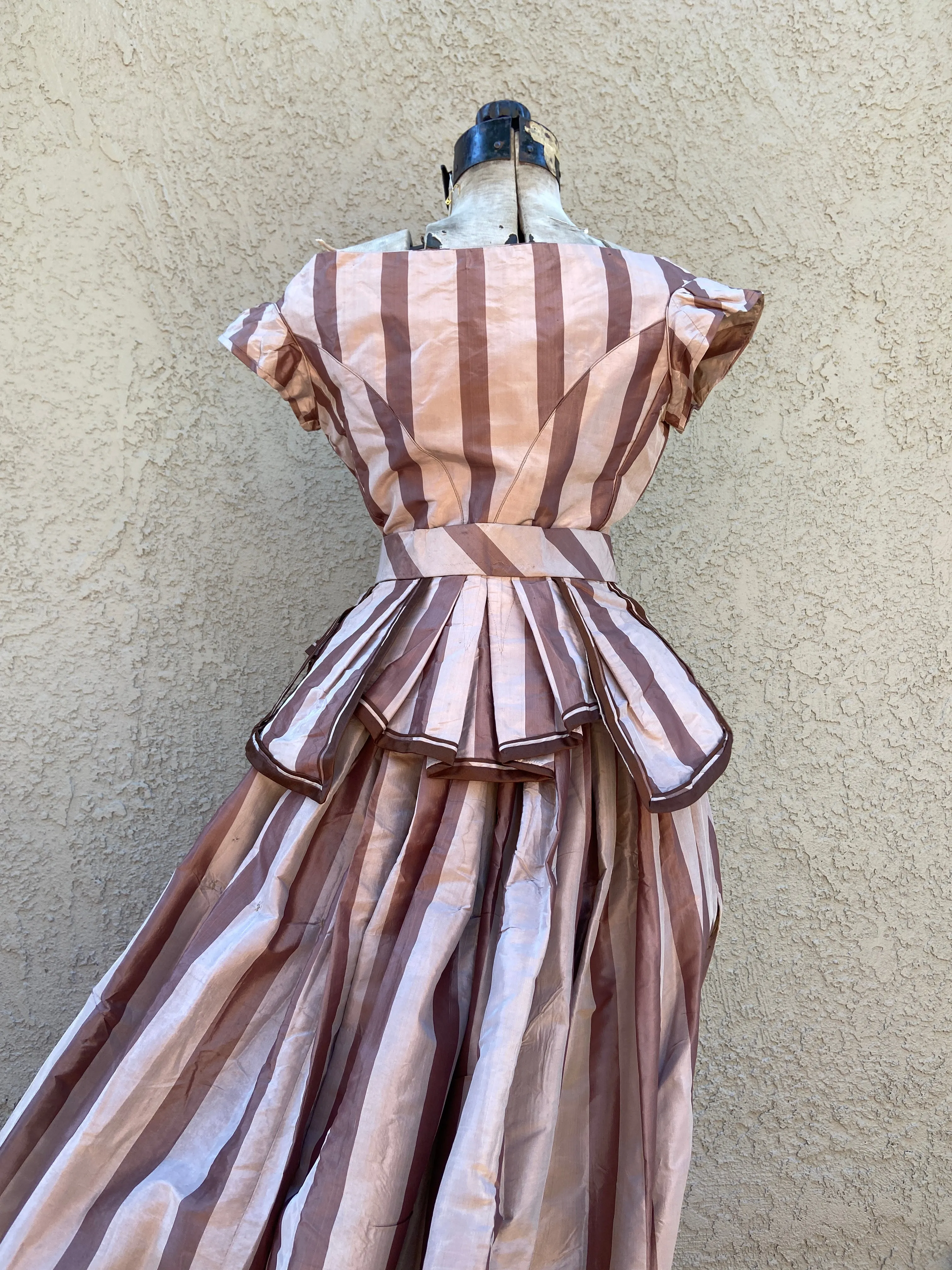 Antique 1860s Striped Evening Dress