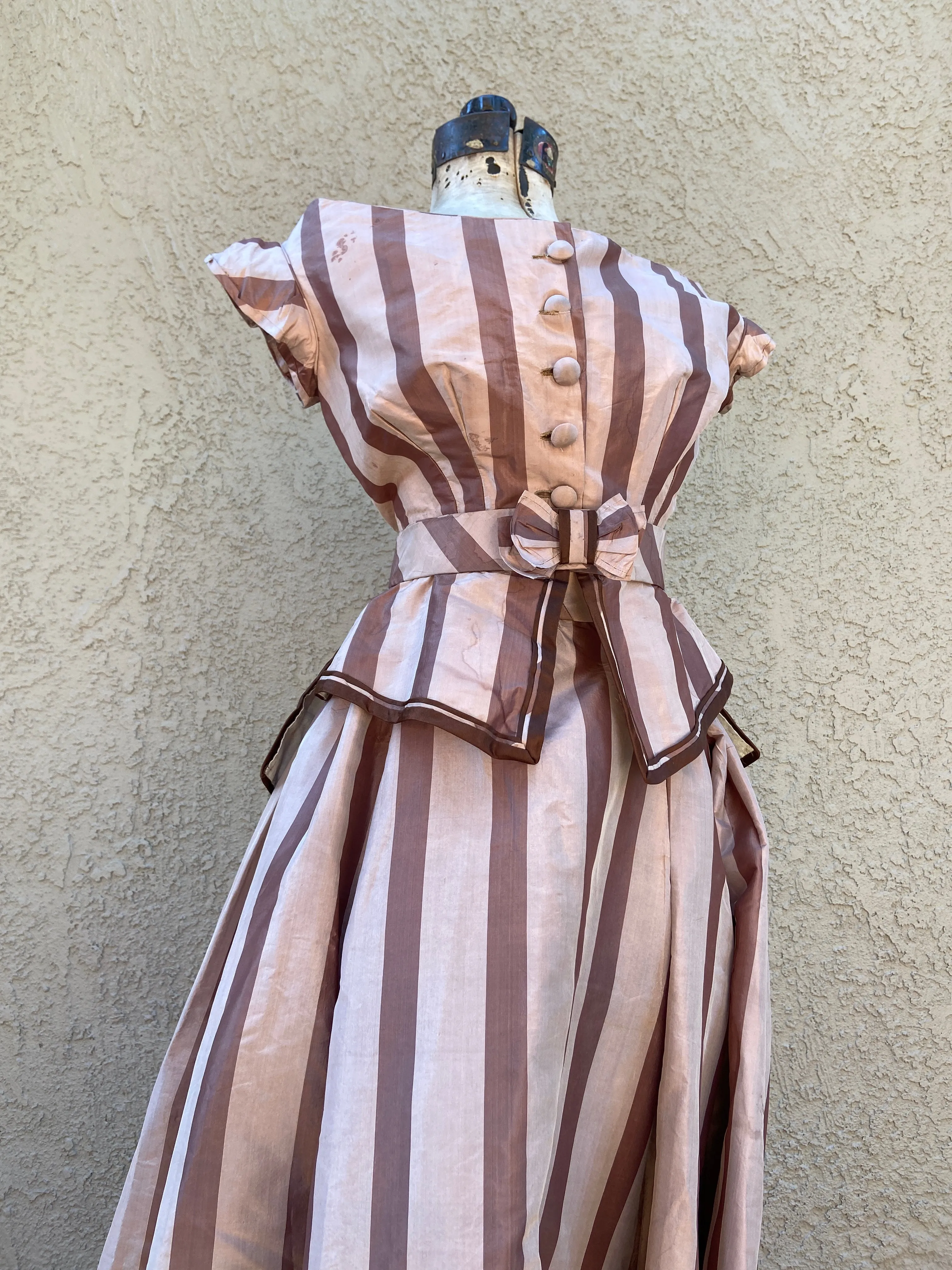 Antique 1860s Striped Evening Dress