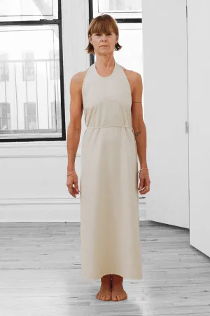 Apron Dress in Off White Silk
