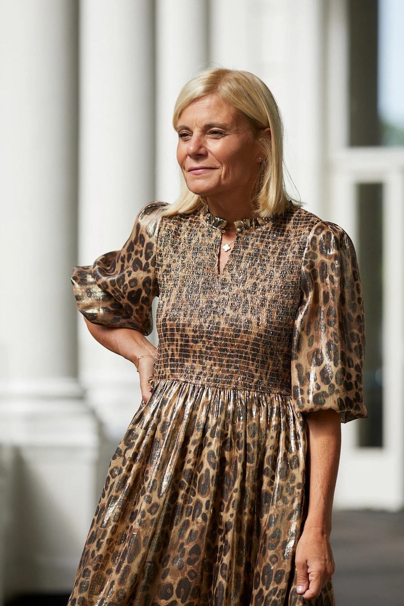 Ari Silk Blend Lame Dress - Leopard
