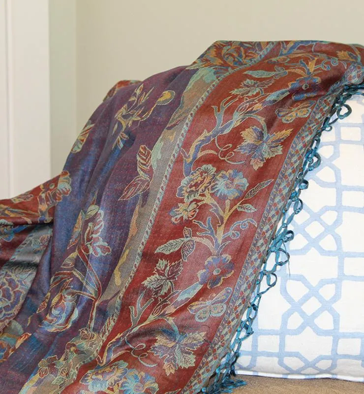 Artisan Crafted Silk Throw - Blue
