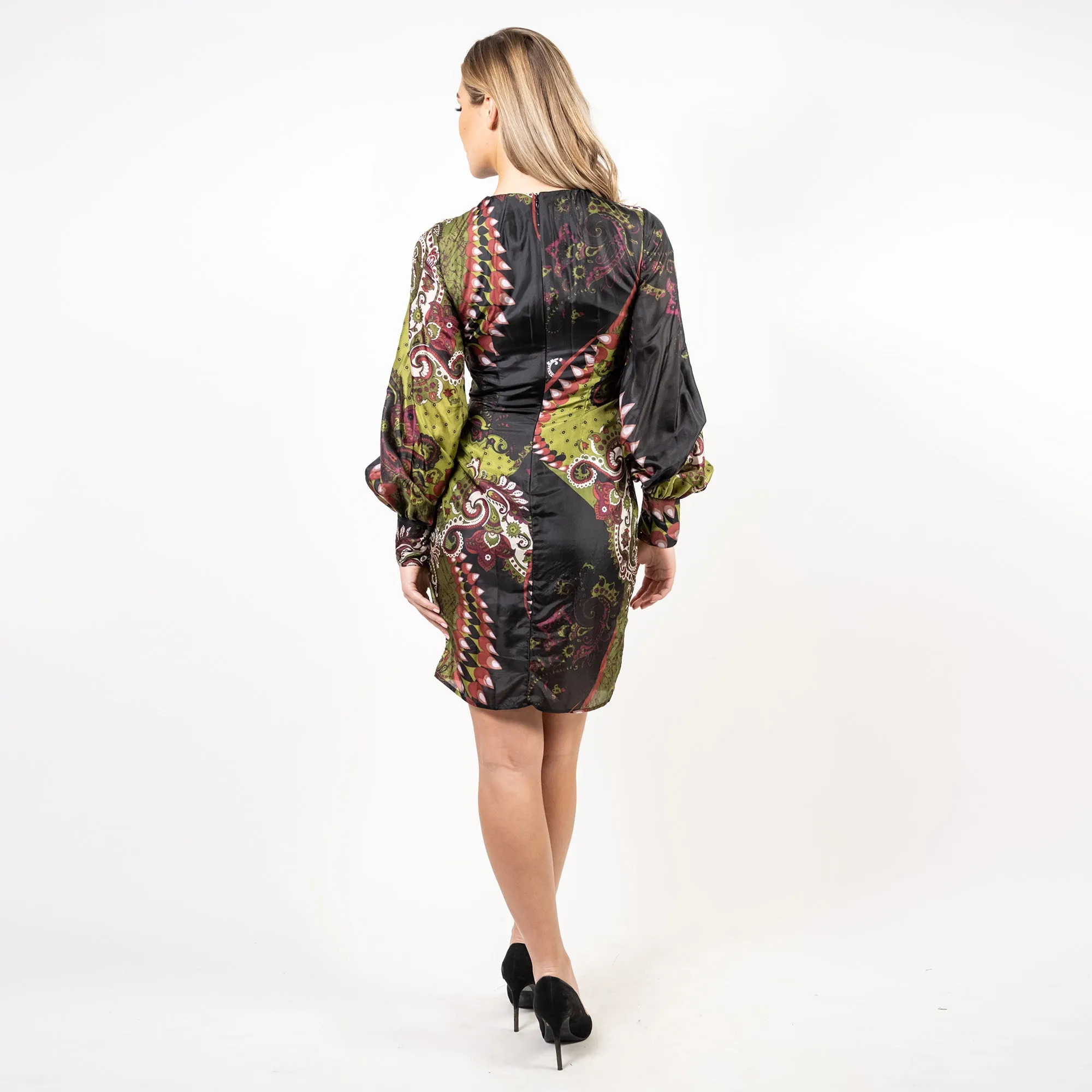 Balloon Sleeves Shirred Shoulder Sheath